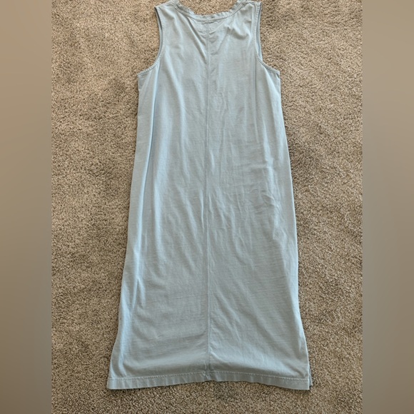 Pact Organic Cotton Side Vent Tank Shirt Midi Dress Size L Large Light blue - Picture 2 of 8